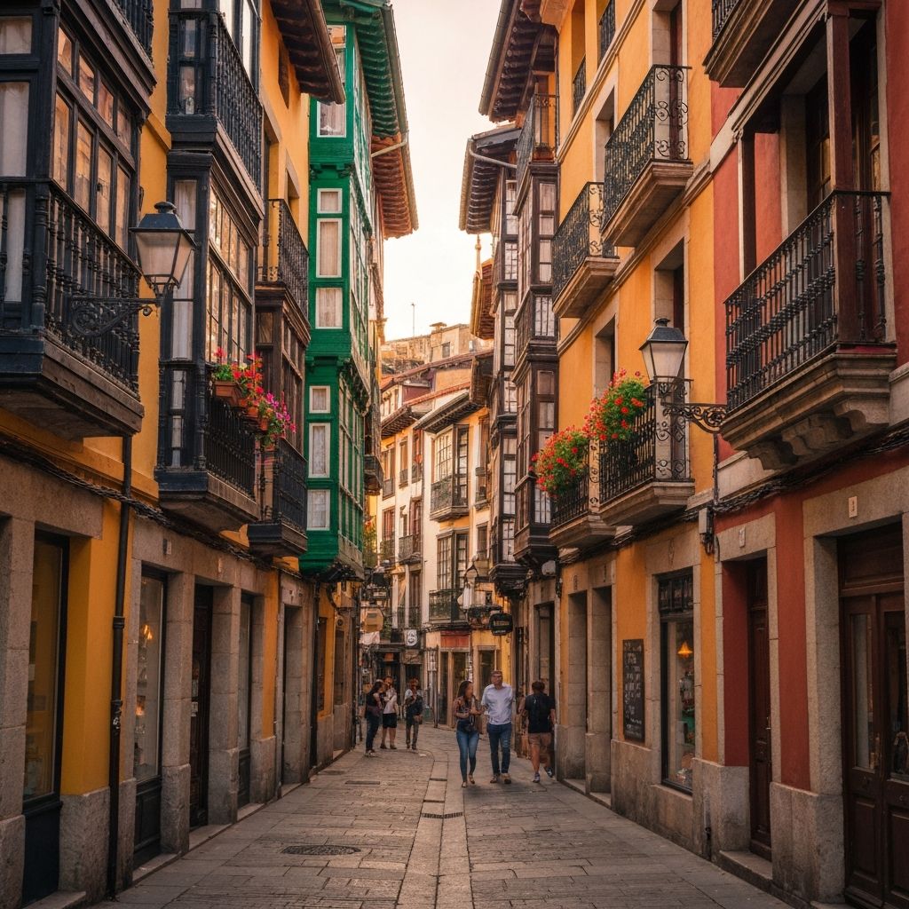 Charming old town streets in the Basque Country